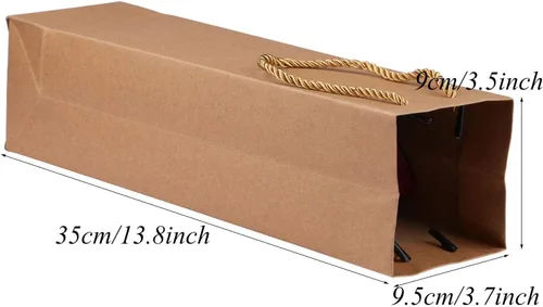 Vista 2 de Sdootjewelry Paquete de 50 bolsas de vino kraft – Bolsas de regalo de papel marrón resistente con asas para bodas, fiestas, venta al por menor a