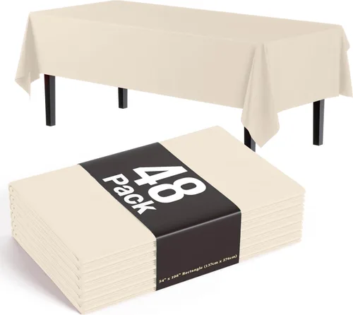 Vista 51 de Exquisite Mantel rectangular negro de 54 x 108 pulgadas, paquete de 48