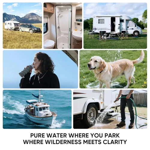 Vista 8 de PUREPLUS - Filtro de agua de doble etapa para RV, KDF/carbono y sedimento
