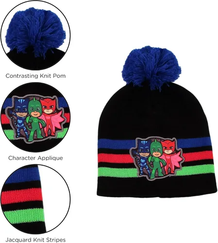 Vista 3 de PJ Masks Conjunto de sombrero, bufanda y mitones de invierno para niños de 2 a 4 años o sombrero, bufandas y guantes para niños de 4 a 7 años