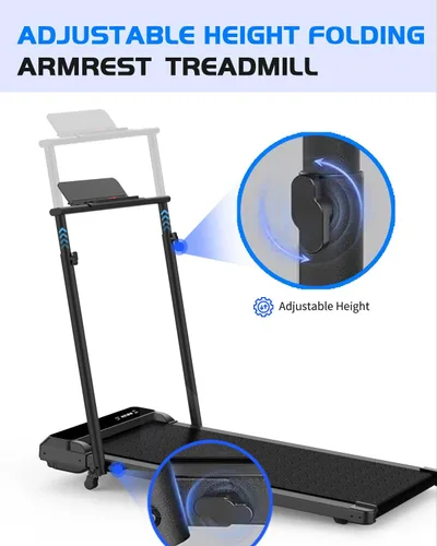 Vista 5 de Ueadcm Almohadilla para caminar con barra de mango ajustable, almohadilla para caminar debajo del escritorio con control remoto y pantalla LED