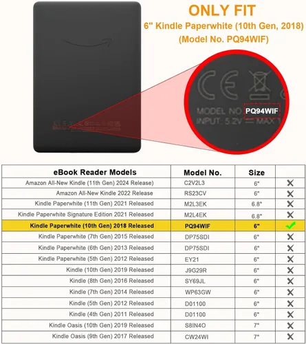 Vista 2 de Fintie - Funda delgada para Kindle Paperwhite (décima generación del 2018), piel sintética ligera prémium con función automática de apagar