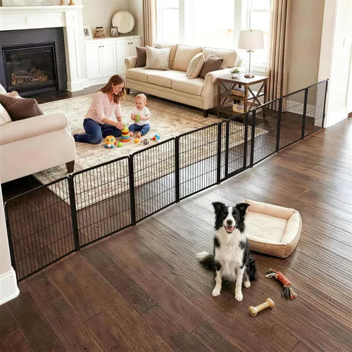 Vista 11 de FXW - Puerta para perro, extra ancha ajustable para aberturas de hasta 46 pulgadas, 24 pulgadas de alto Negro