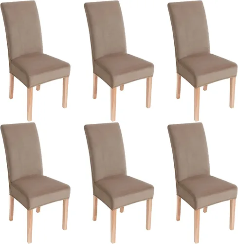 Vista 40 de smiry - Fundas para sillas de comedor de terciopelo elástico y suave, extraíbles, Terciopelo, Beige
