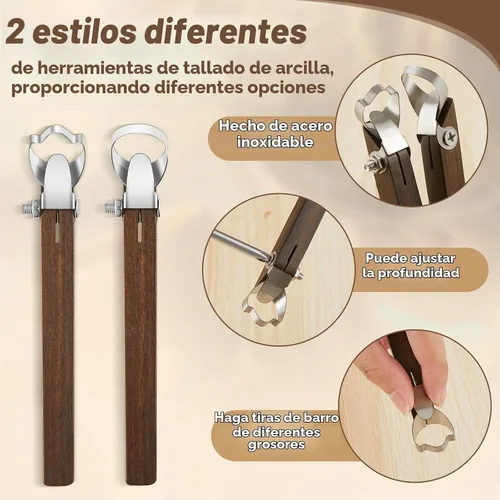 Vista 3 de 2 herramientas de fabricación de mango de cerámica, cortadores de arcilla