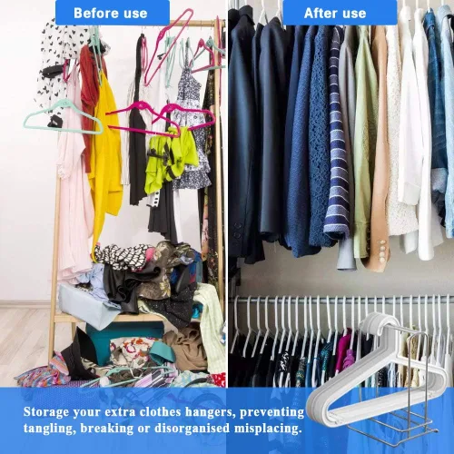 Vista 6 de Estante organizador de ropa de acero inoxidable resistente para almacenamiento de ropa para armario y habitación, Tidier Lavandería, tendedero