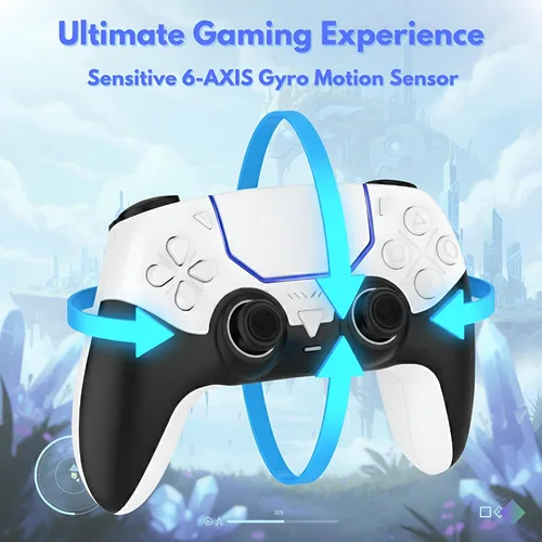 Vista 5 de GioMay Pro Wireless Controller Compatible with PS5 with Bluetooth 5.3, Hall 3D Joysticks, 6-Axis Motion Control, Programmable Back Buttons, Dual