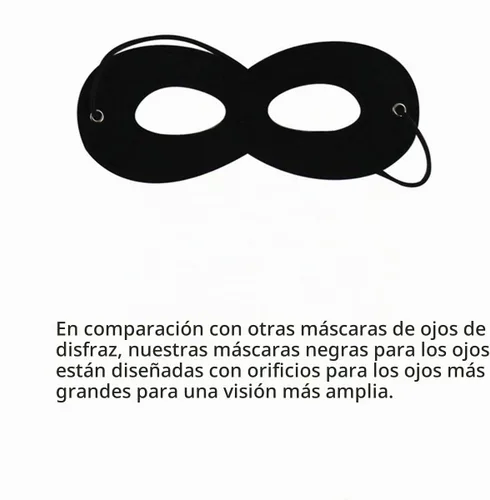 Vista 3 de Máscaras de fieltro de superhéroe negro, 6 medias máscaras de cuerda elástica ajustable, máscara de ojos de disfraz de Halloween, máscara