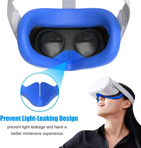 Vista 6 de LEABBY 2Pcs VR Silicone Face Cover for Oculus Quest 2,Light-Thin VR Face Pads,Waterproof Anti-Dirty Replacement Facial Cushion VR Pads Accessories