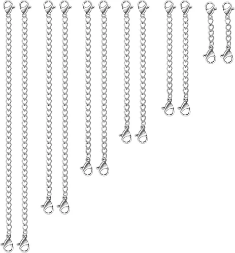 Vista 9 de UUBAAR 12 extensores de collar, cadena de extensión de collar de acero inoxidable para joyas, pulseras y tobilleras