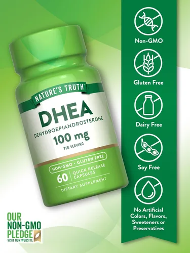 Vista 3 de Nature's Truth DHEA 100 mg 60 cápsulas Suplemento sin OMG y sin gluten