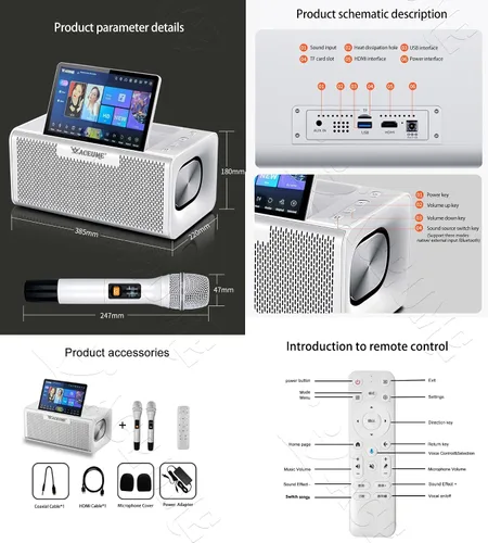Vista 6 de DMS 3TB Pantalla táctil Karaoke Chino Inglés Cantonés Taiwanés Vietnamita Canciones 10 "Pantalla táctil Reproductor de karaoke Echo Mixing