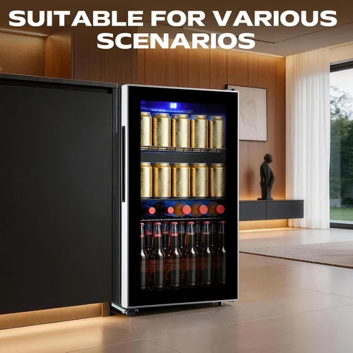 Vista 12 de WANAI Refrigeradores de bebidas 120-Can Mini refrigerador pequeño con pantalla táctil LED
