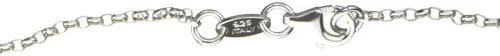 Vista 2 de Plata de ley Anillos brillantes Láser Filigrana Encaje Círculo Colgante Oval Cable Cadena Collar Italia, Metal
