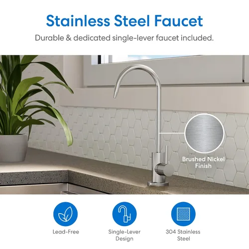 Vista 7 de Sistema de filtro de agua sin tanque Brio SIMPL de ósmosis inversa para agua potable limpia Filtración RO de 0.0001 micras de 4 etapas debajo