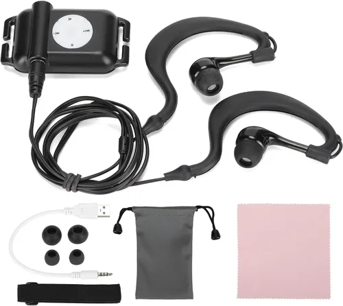 Vista 5 de Goshyda Reproductor MP3 impermeable IPx8, sonido de alta fidelidad de 4 GB, con auriculares subacuáticos, reproductor de MP3 para nadador