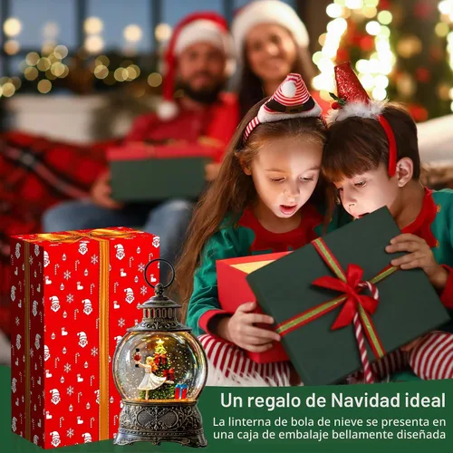 Vista 6 de Linterna de globo de nieve de Navidad con Clara y la Suite Cascanueces, escena operada por batería o USB, luz musical, decoración festiva iluminada