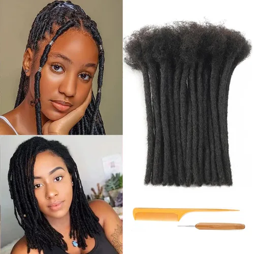 Vista 43 de Extensiones de Rastas de Cabello Humano 0.4cm de Grosor 4 Pulgadas 20 Hebras 100% Cabello Humano Real para Hombres/Mujeres/Niños Completamente