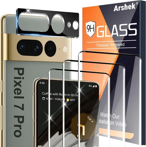 Vista 9 de [Paquete de 3+1] Protector de pantalla para Google Pixel 6 Pro, vidrio templado 9H, compatible con huellas dactilares ultrasónicas, curvado 3D