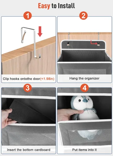 Vista 8 de Organizador de Almacenamiento de Bolsillos Mejorado para Puerta, 5 Estantes de Organizadores Colgantes para Puerta con 10 Bolsillos de Gran