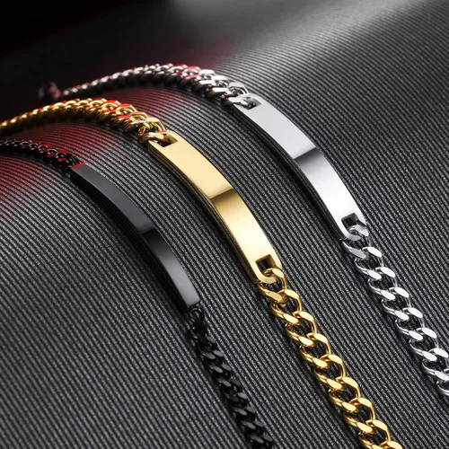 Vista 2 de MeMeDIY Juego de pulseras personalizadas para parejas, grabado personalizado con nombre/fecha para hombres, mujeres, novio, novia, acero inoxidable