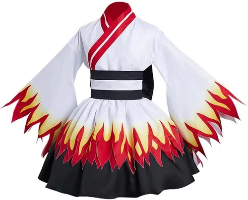Vista 3 de Agatsuma - Vestido de cosplay Tanjirou, kimono de Rengoku, conjunto completo de Halloween