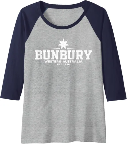 Vista 3 de Camiseta de béisbol raglán Bunbury Australia, Negro
