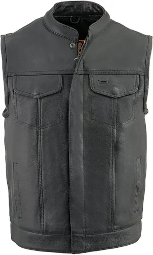 Vista 7 de Milwaukee Leather MLM3514 - Chaleco de cuero para hombre "Cool-Tec" estilo club