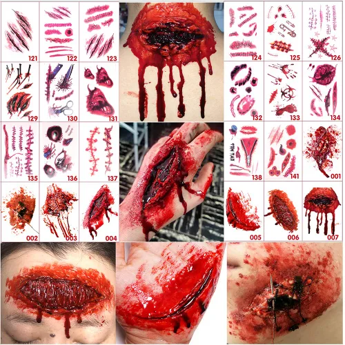 Vista 11 de Calcomanías de tatuaje de Halloween de dibujos animados de calabaza, araña, fantasma blanco, calavera negra, 27 unidades (9 modelos, 3 para cada uno)
