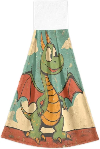 Vista 2 de Paños de lavado toallas de mano para baño, dibujos animados, diseño de dragón verde, lindo diseño de dibujos animados, monos de cocotree, decoración