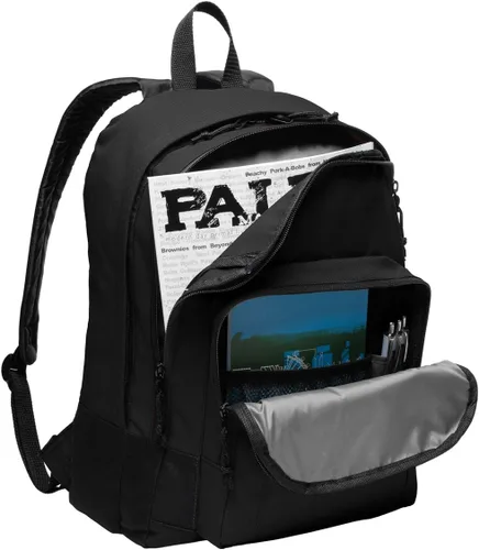 Vista 2 de Broad Bay Mochila con bandera estadounidense estilo clásico con bandera de EE. UU, Negro -, Computadora portátil