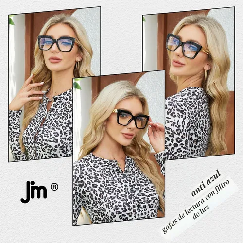 Vista 2 de JM - Paquete de 3 lentes de lectura estilo Oprah para mujeres, de gran tamaño, con bloqueo de luz azul, para computadora y moda