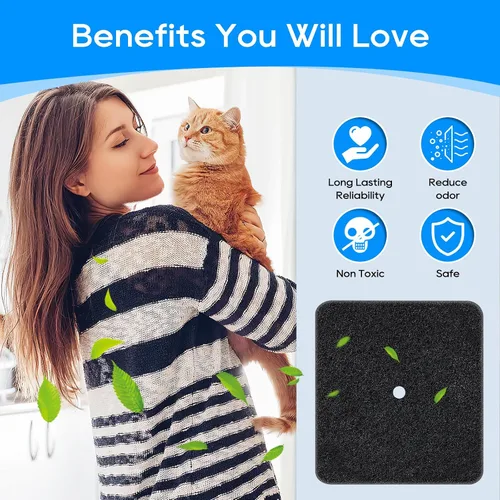 Vista 4 de Paquete de 6 filtros de carbono de repuesto para cajas de arena para gatos compatibles con caja de arena con capucha Catit, purificador de aire