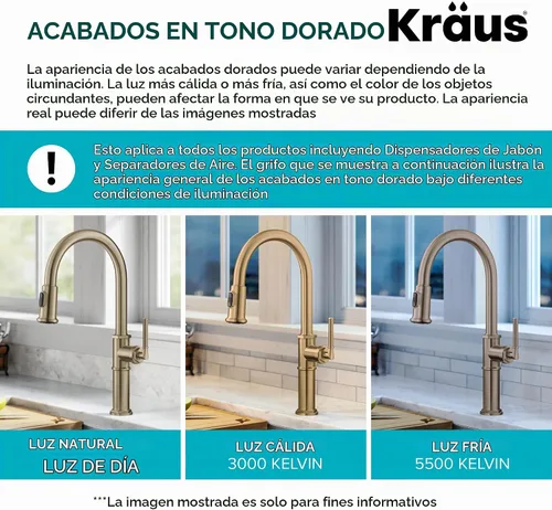 Vista 5 de Dispensador de Jabón y Loción de Cocina Kraus en Oro Cepillado, KSD-43BG