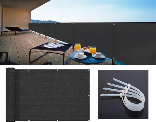 Vista 5 de Love Story Pantalla de privacidad para balcón, 2.5 x 5 pies, cubierta de valla protectora para terraza, protección UV y resistente a la intemperie