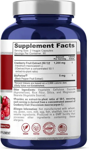 Vista 2 de NusaPure Cranberry 1200 mg, vegano, 180 cápsulas vegetales - 90 porciones