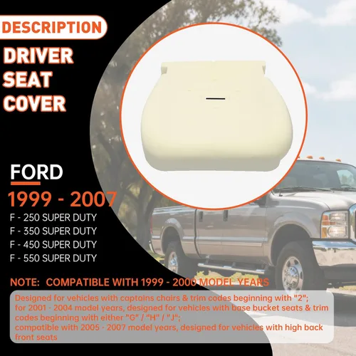 Vista 2 de ECOTRIC Cojín de asiento compatible con Ford F-250 F-350 F-450 F-550 Super Duty 1999-2007 Reemplazo para F81Z-25632A23-BA F81Z25632A23BA parte