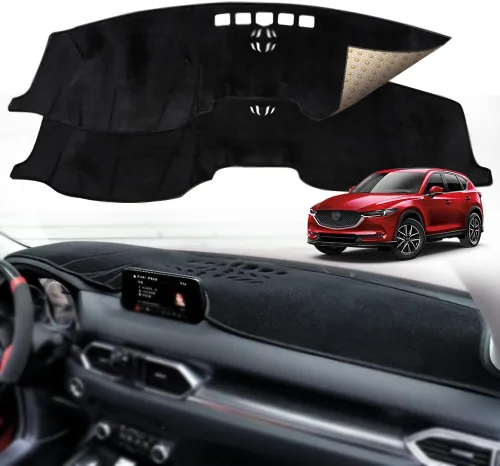 Vista 9 de Beerte Cubierta negra para salpicadero de automóvil para Mazda CX-5 2026 2025-2017 de franela para consola central, protector solar (sin HUD)