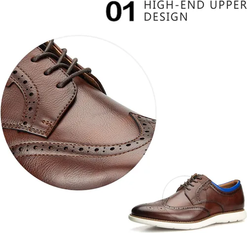 Vista 2 de Meijiana Zapatos Oxford para hombre - Zapatos de negocios casuales ligeros de moda