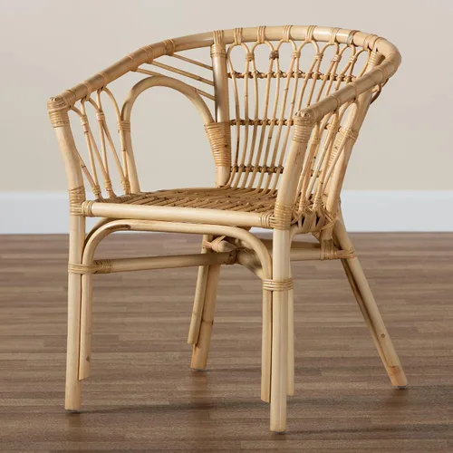 Vista 10 de bali & pari Kaka Nature - Silla de comedor de ratán, sillón de mimbre bohemio con respaldo curvo, natural