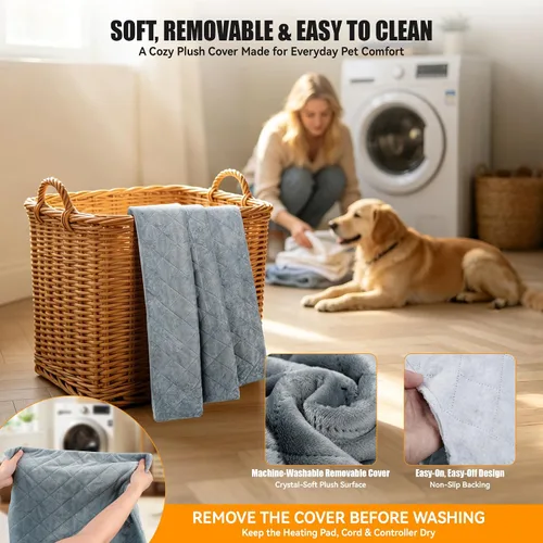 Vista 5 de Cama térmica para gatos para mascotas, gatos, perros, almohadilla Temperatura ajustable, 6 niveles de calor y 6 modos de temporizador, cable