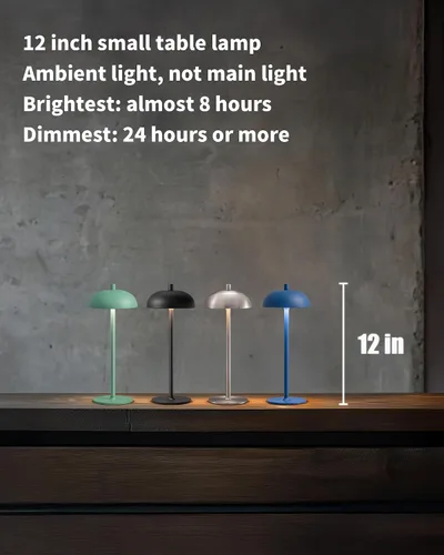 Vista 2 de Juego de 2 lámparas de mesa LED inalámbricas pequeñas de 12 pulgadas, lámpara de escritorio portátil impermeable, luces de batería recargable
