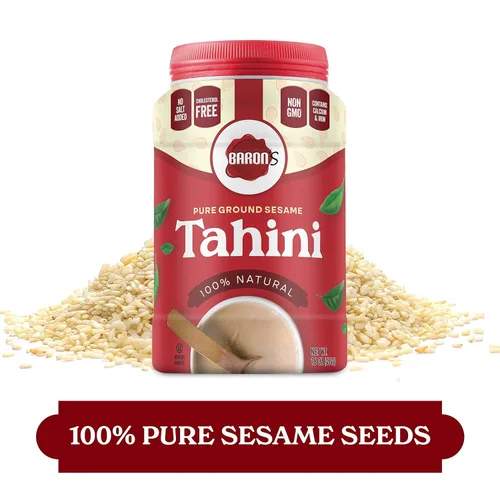 Vista 3 de Baron's Tarros kosher 100% puro de sésamo molido Tahini de 16 onzas (1 libra (paquete de 1))