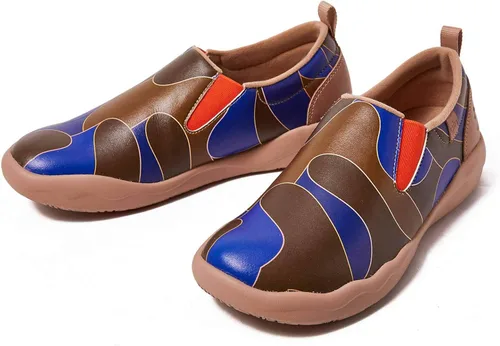 Vista 3 de UIN Zapatos para caminar para hombre sin cordones de gamuza de vaca casuales ligeros cómodos a la moda Cuenca Azul