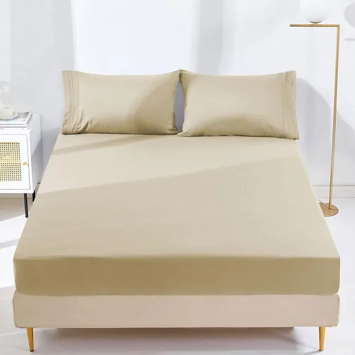 Vista 28 de YIYEA Sábana bajera ajustable floral con funda de almohada, sábana bajera de microfibra de doble cepillado de alta calidad, bolsillo profundo de 16