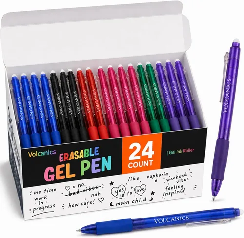 Vista 18 de Volcanics Retractable Erasable Gel Pens, Soft Black, 0.7mm, 12 Pack Negro