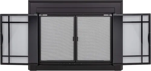 Vista 3 de Pantalla de vidrio para agradable fogata Hearth EA-5010 Easton, negro medianoche., EA-5012