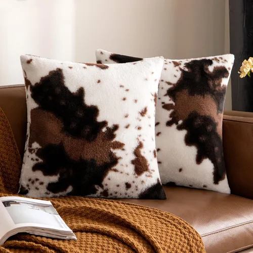 Vista 9 de Juego de 2 fundas de almohada de lujo de piel sintética para sofá, decorativas, suaves, esponjosas, para sala de estar, dormitorio, automóvil