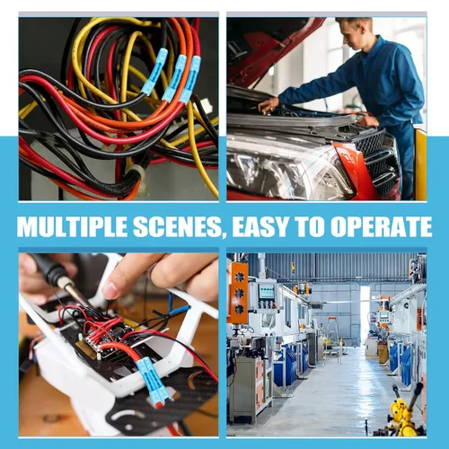 Vista 7 de Frienda 500 Piezas Conectores de Cable Termorretráctiles a Tope Azules Awg 16-14 Aislados Impermeables Conectores de Cable Eléctrico Automotriz