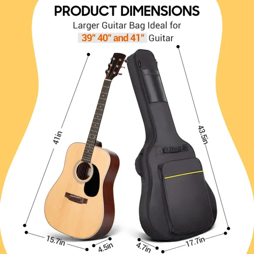 Vista 7 de CAHAYA CY0152 - Bolsa para guitarra acústica de 41 pulgadas, acolchado de 0.35 pulgadas, resistente al agua, correa de hombro ajustable doble